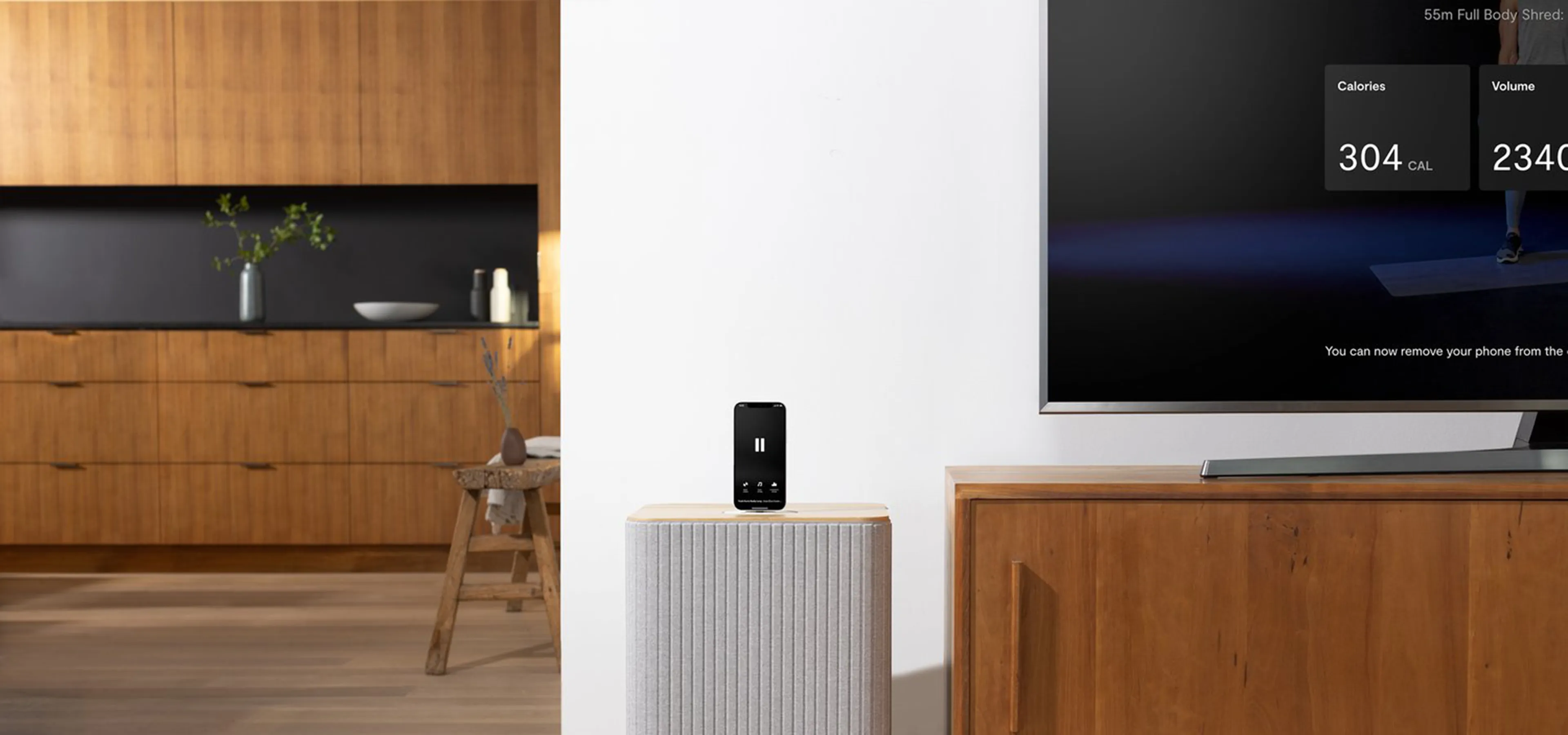 Tempo speaker linked with iPhone in lifestyle environment featured by Rodd