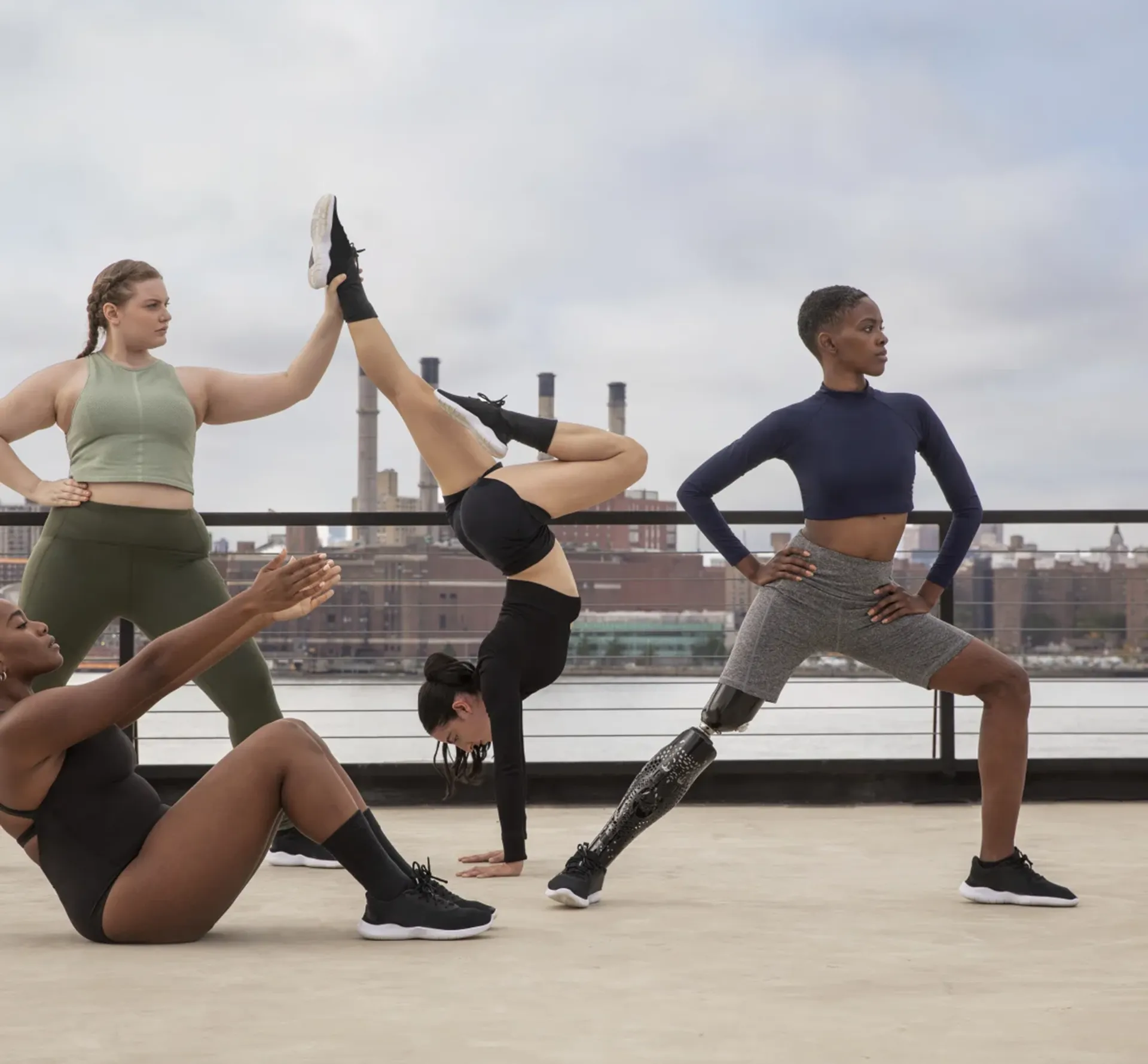 Four women with mixed abilities exercising wearing Thinx featured by Rodd