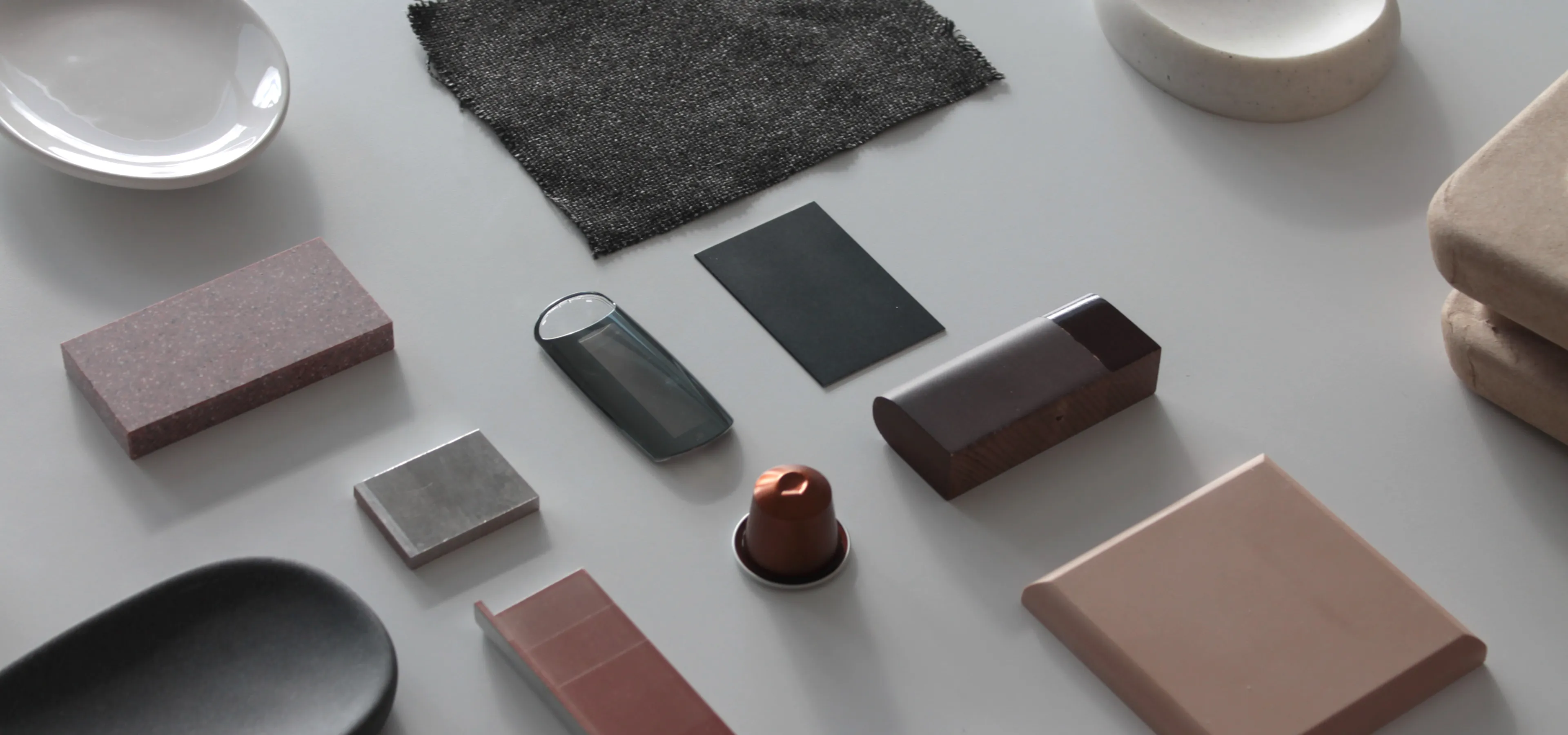 Inspiration tonal CMF samples in Rodd design studio