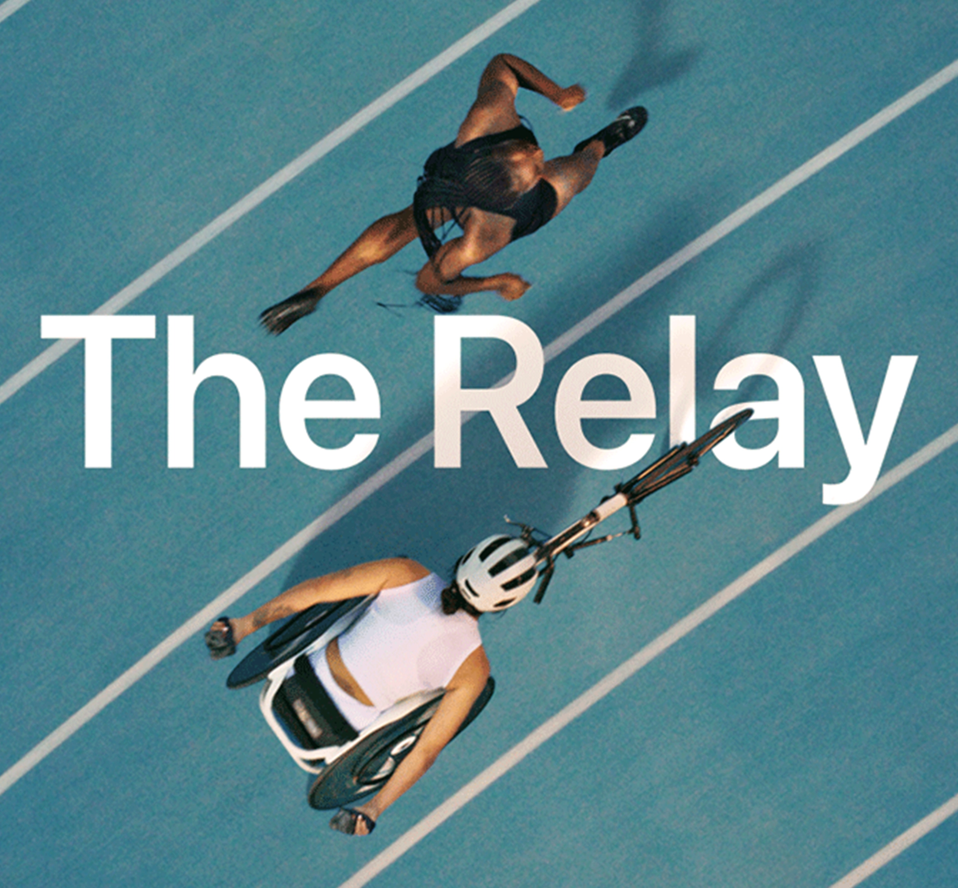 Runner and wheelchair athlete on a track
