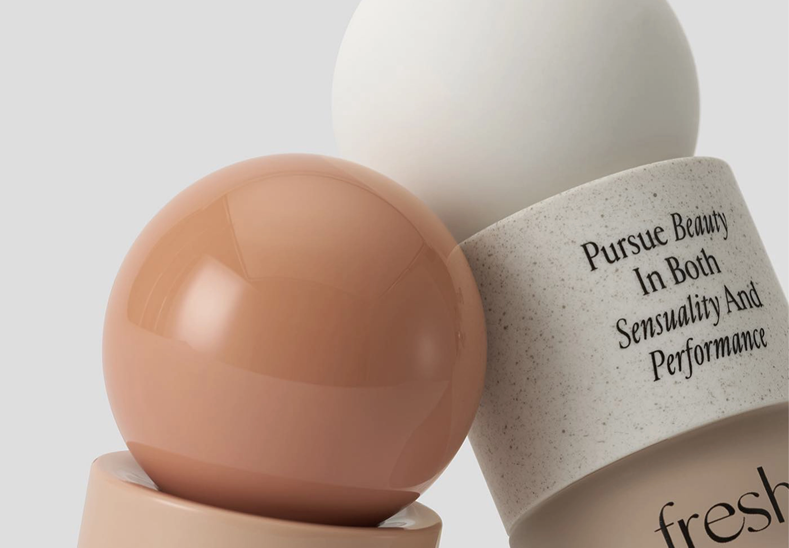 Beauty products in off-white and terracotta colour